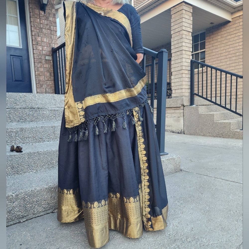 Elegant Gold and Black Lehenga